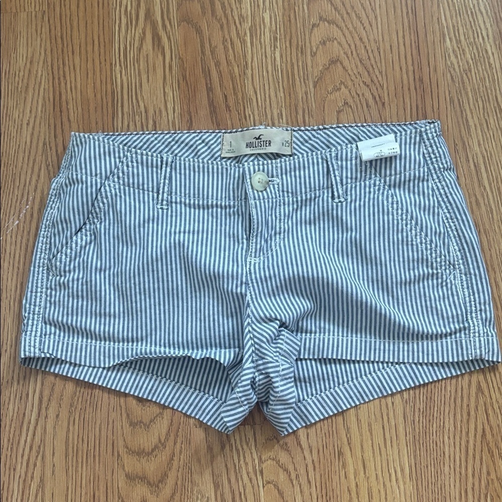 Hollister Blue & White Striped Shorts 1